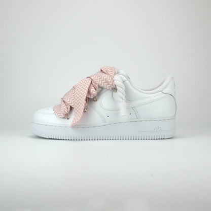 Nike Air Force 1 White x Lanvin Pink + Rope Laces